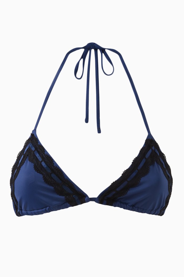 

x Gigi Hadid Tia Ruffle Bikini Top, Blue