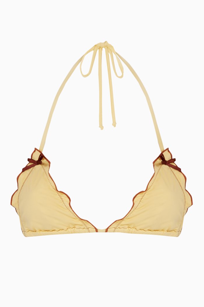

x Gigi Hadid Tia Ruffle Bikini Top, Yellow