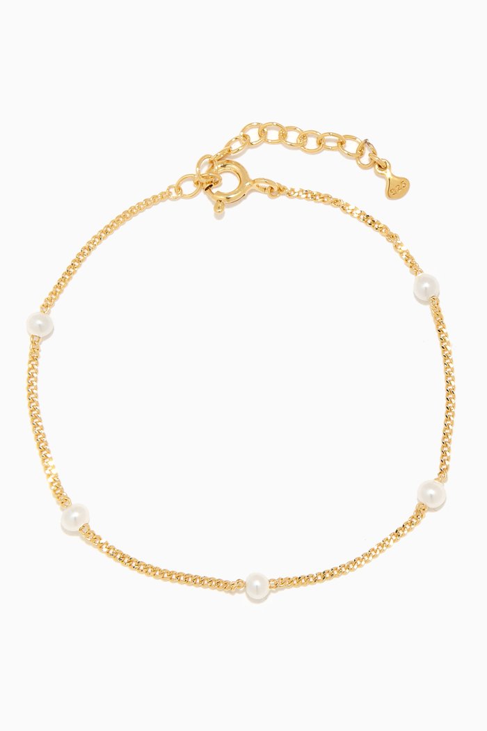 

Freshwater Pearl Stationed Bracelet in Gold-plated Brass