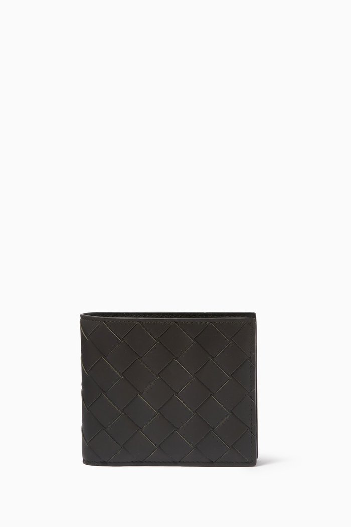 

Bi-Fold Wallet in Intrecciato Calfskin, Brown
