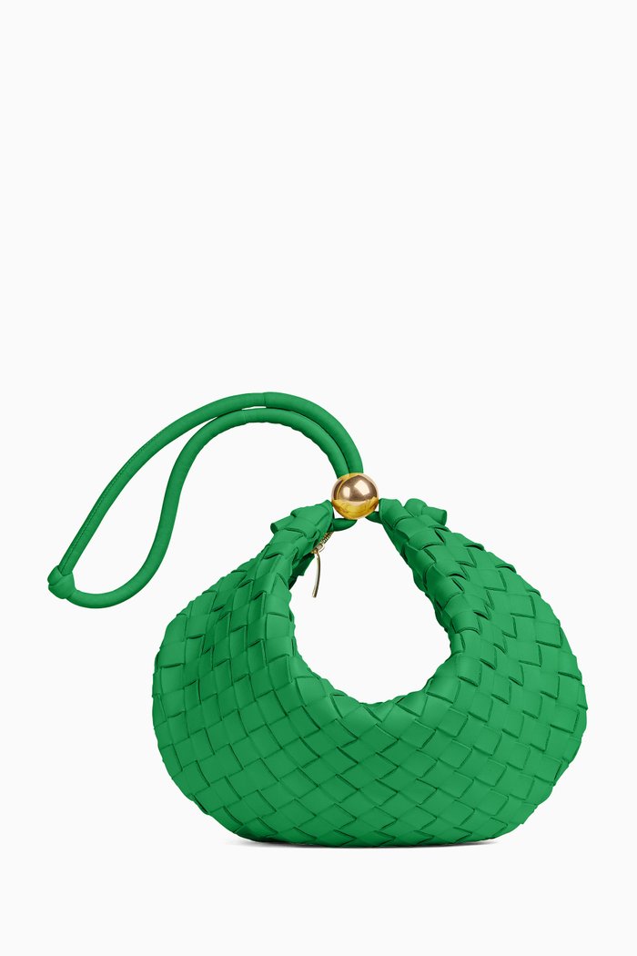 

Medium Turn Pouch in Intrecciato Leather, Green
