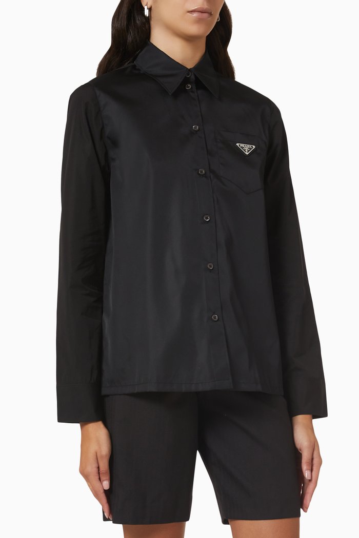 

Re-Nylon Button Down Shirt, Black