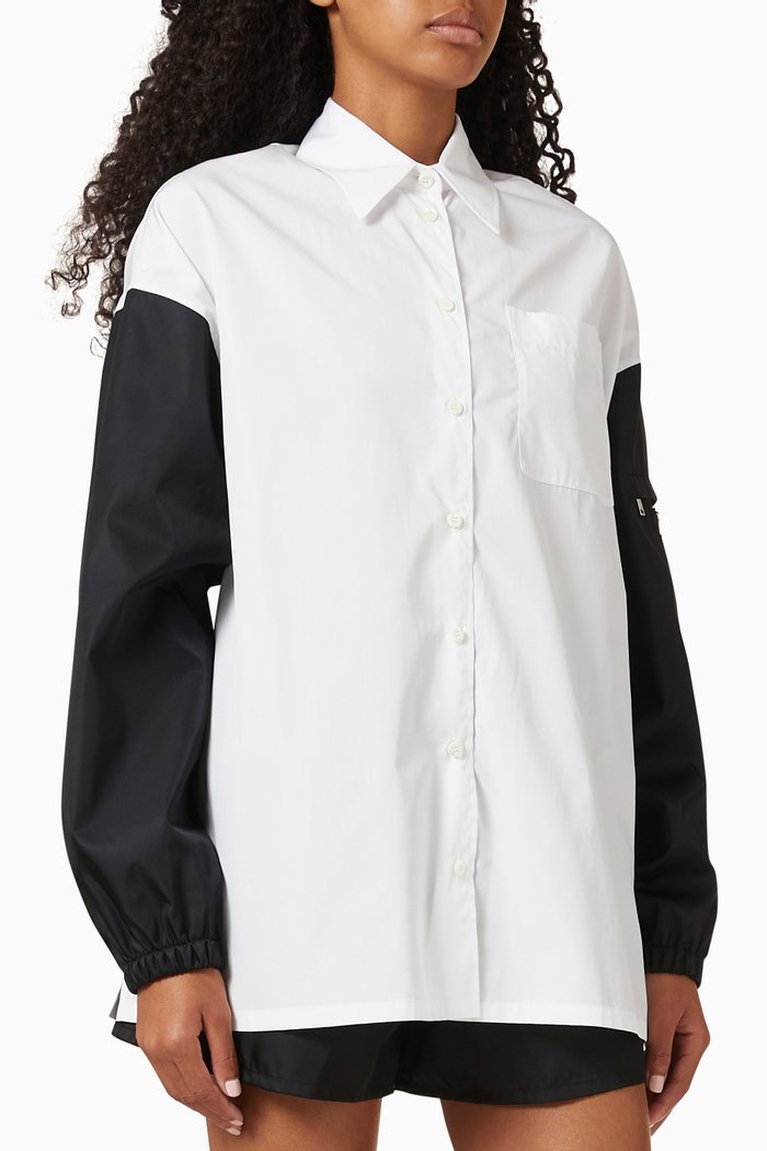 

Patch Pocket Shirt in Cotton Poplin & Re-nylon, White