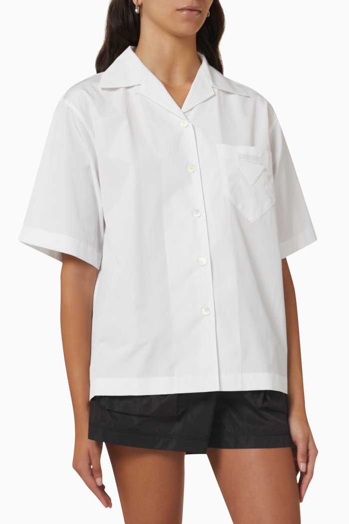 

Button Down Shirt in Cotton Poplin, White