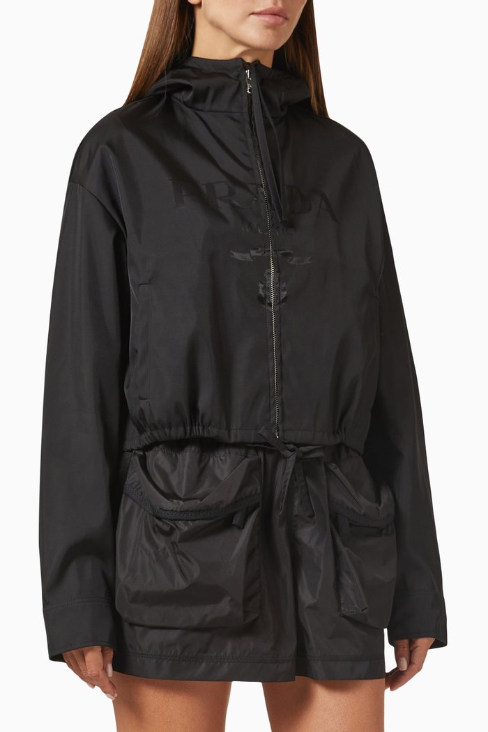 

Logo-embossed Jacket in Re-nylon Gabardine, Black