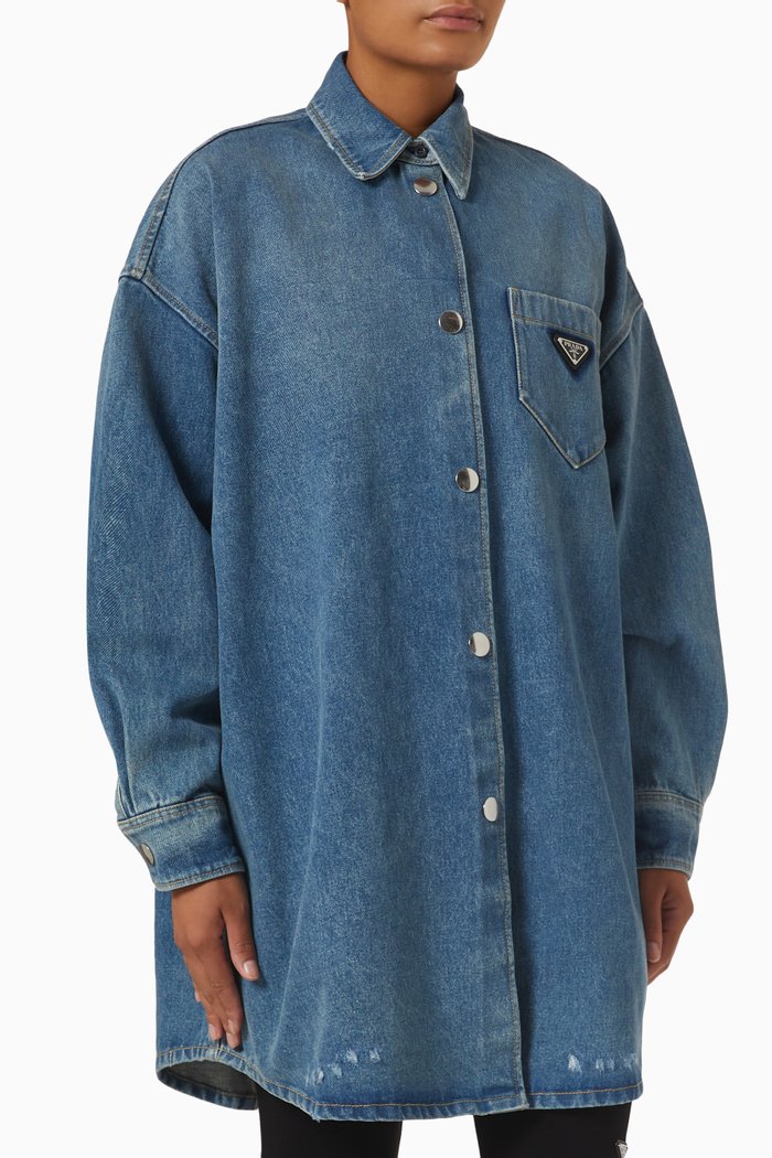 

Oversized Shirt in Organic Denim, Blue