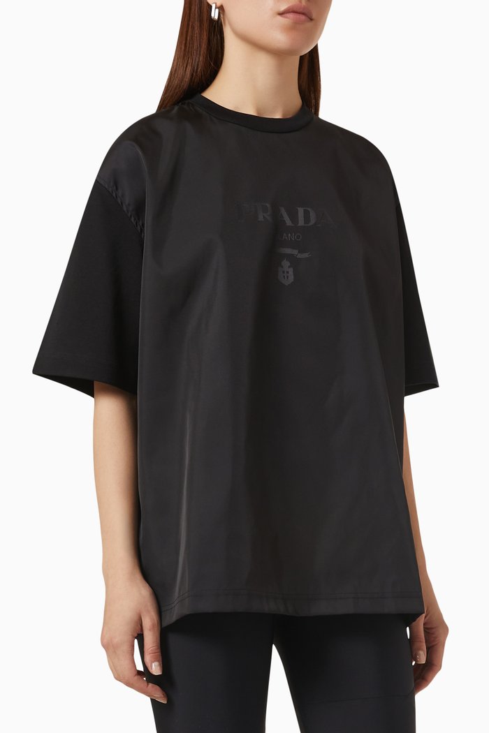 

Interlock T-shirt in Nylon & Jersey, Black
