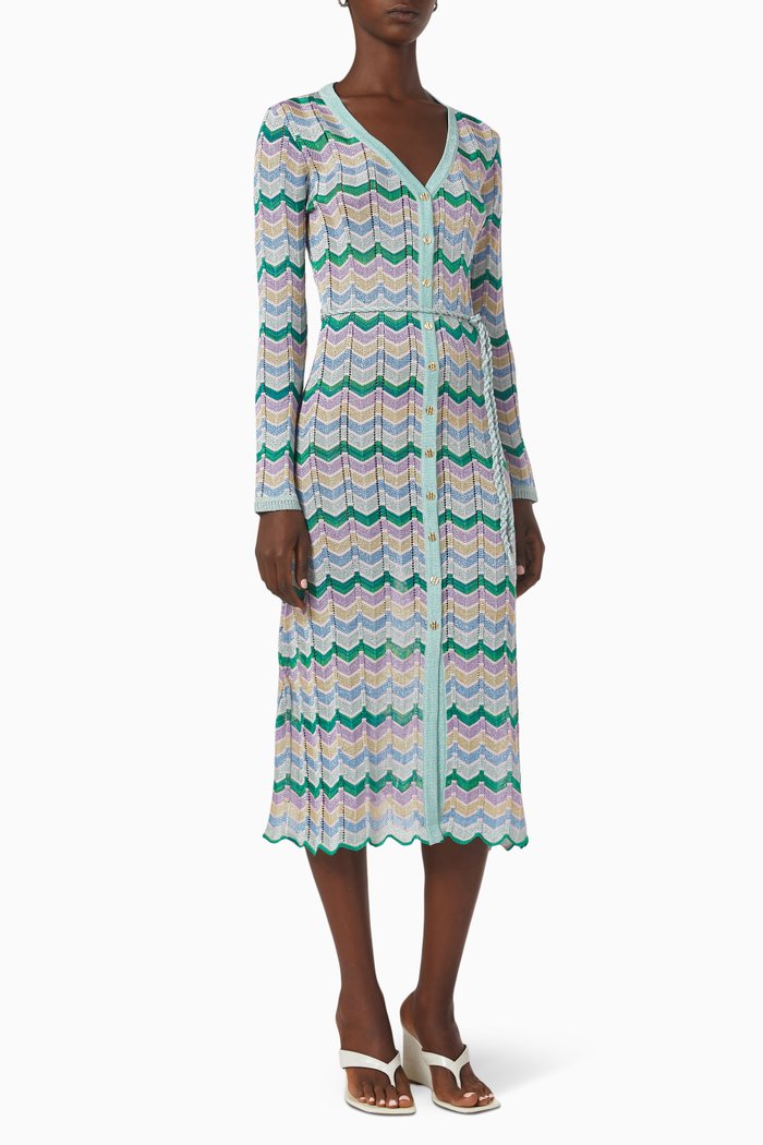 Maya Cardigan Dress in Lurex Knit, Multicolour