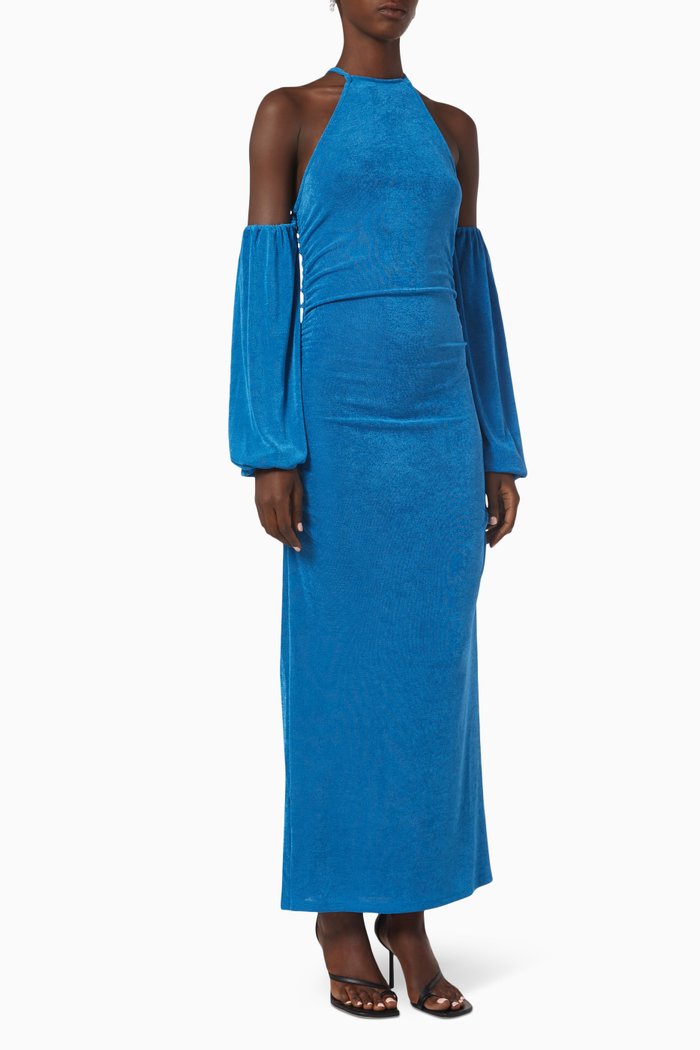 

Lena Halterneck Dress in Jersey, Blue