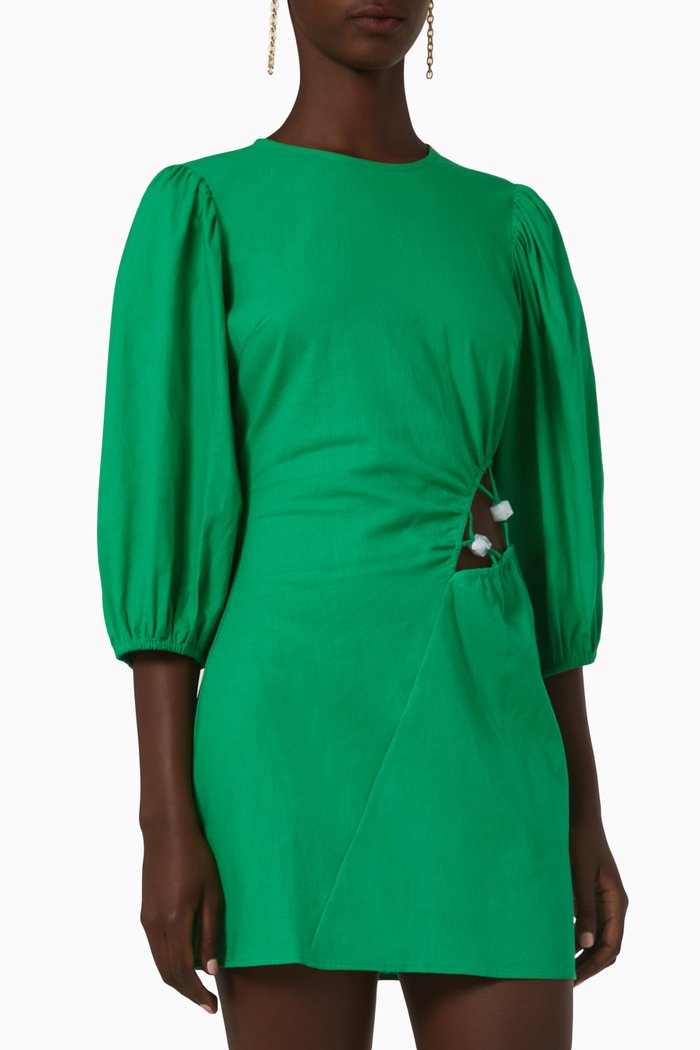 

Elodie Mini Dress in Linen, Green