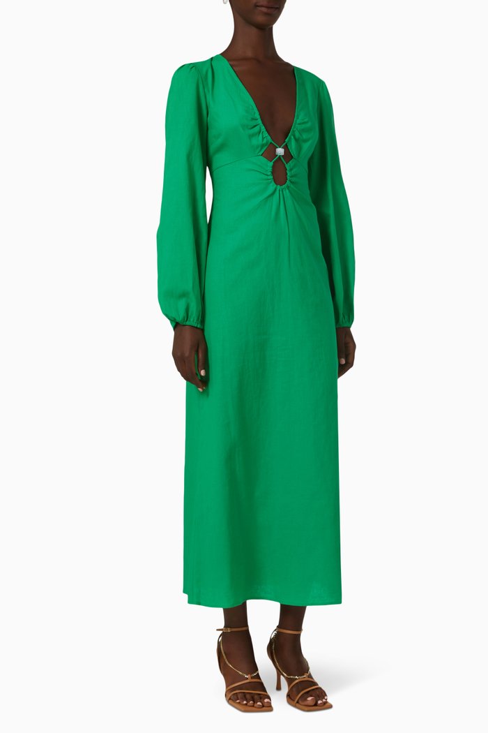 

Elodie Long Sleeve Keyhole Front Maxi Dress, Green