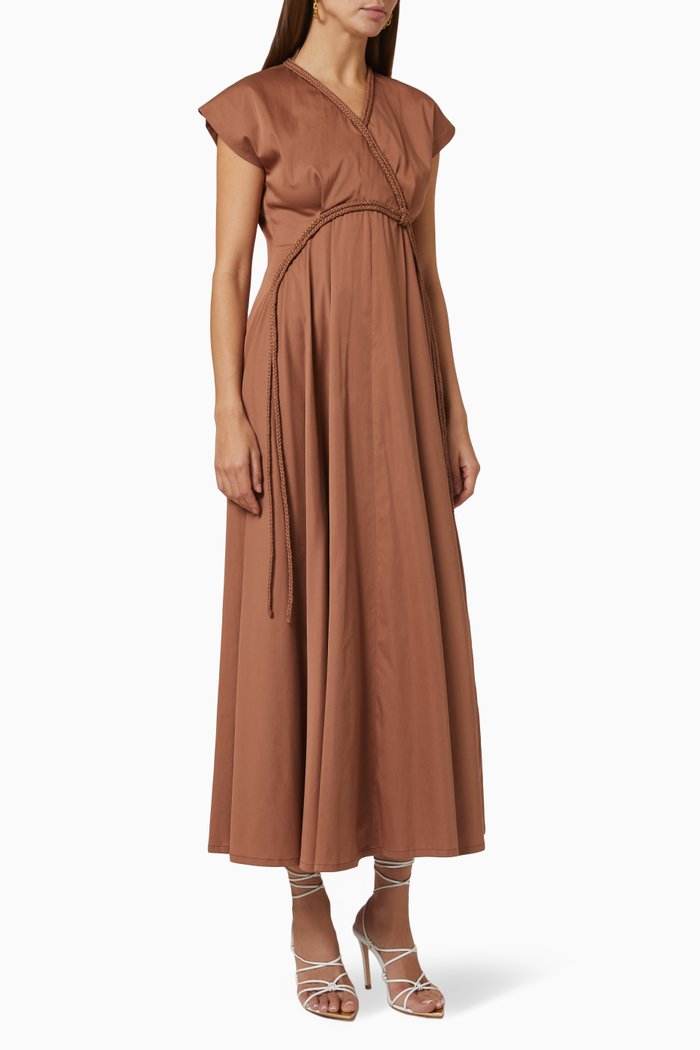 

Braided A-line Dress, Brown