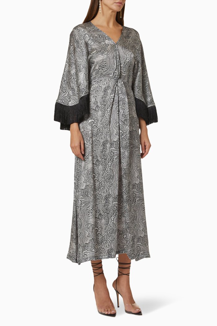 

Tasseled Kimono Dress, Black