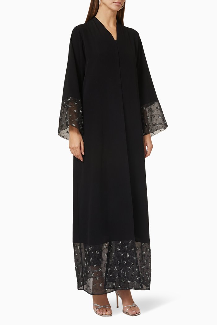 

Long Sleeve Abaya in Crepe, Black
