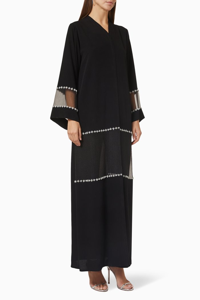 

Long Sleeve Abaya in Crepe, Black
