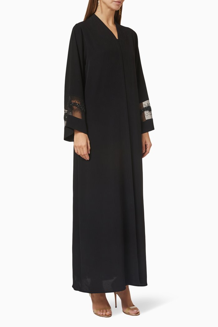 

Long Sleeve Abaya in Crepe, Black