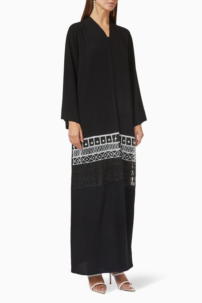 Long Sleeve Abaya in Crepe, Black