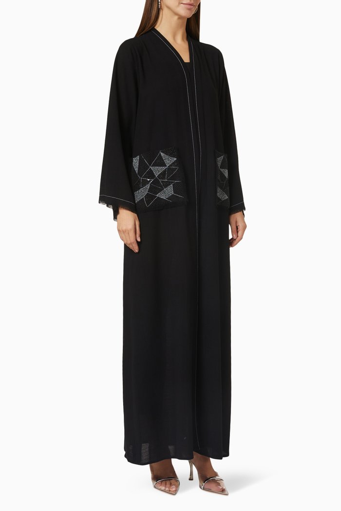 

Long Sleeve Abaya in Linen, Black