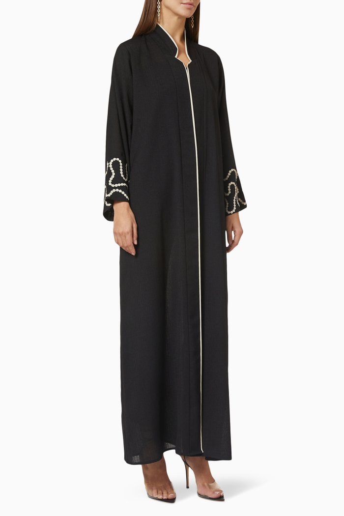 

Long Sleeve Abaya in Linen, Black