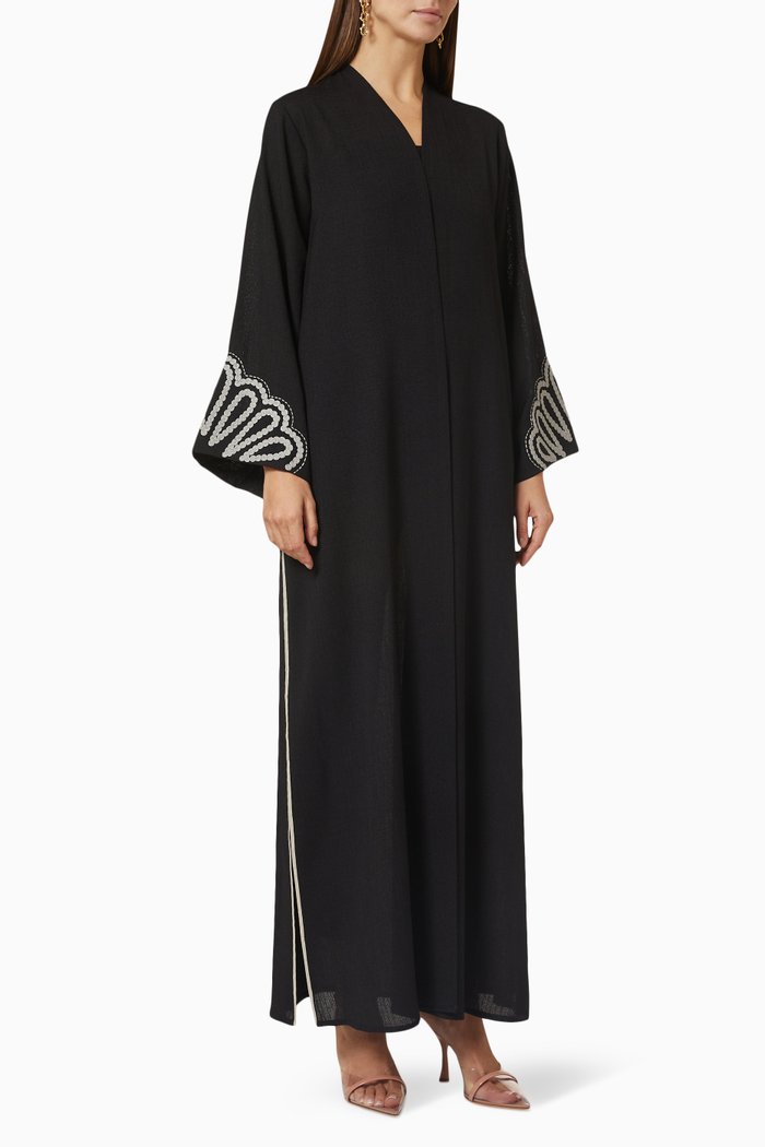 

Long Sleeve Abaya in Linen, Black