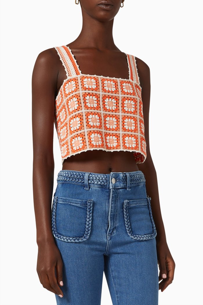 

Matucada Crochet Top in Cotton Knit, Orange