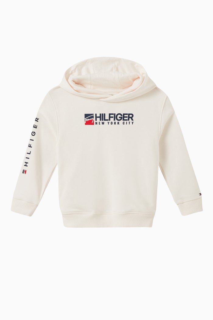 Logo Hoodie in Cotton & Polyester, White