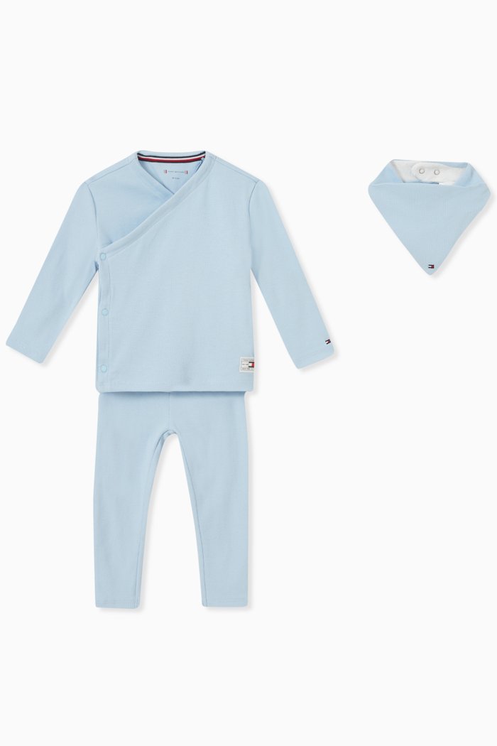 

Top, Pants & Bandana Set in Cotton, Blue