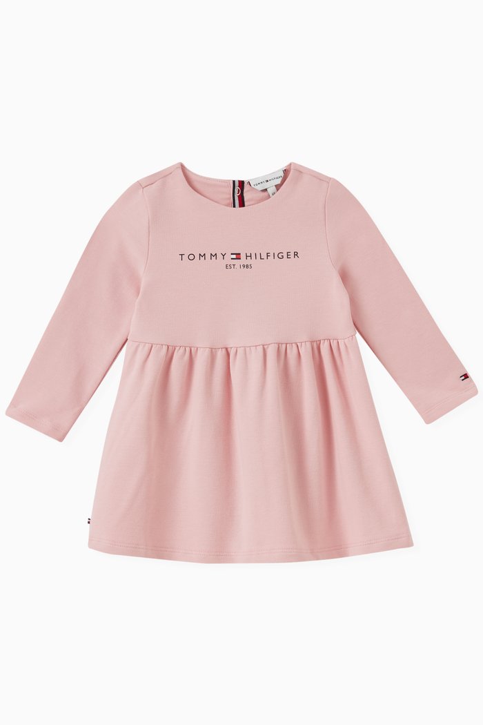 

Essentials Long-sleeved Dress in Cotton, Pink