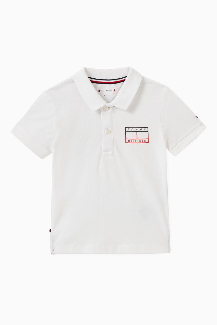 

Tommy Flag Polo in Cotton, White