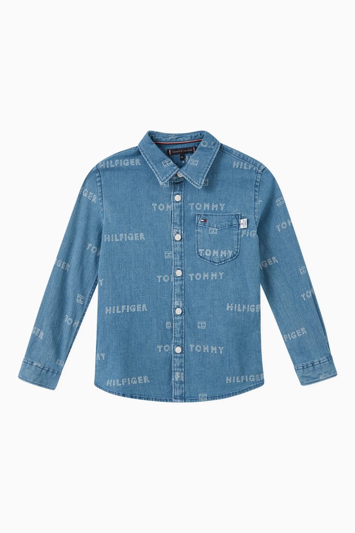 

Logo Denim Shirt in Cotton, Blue