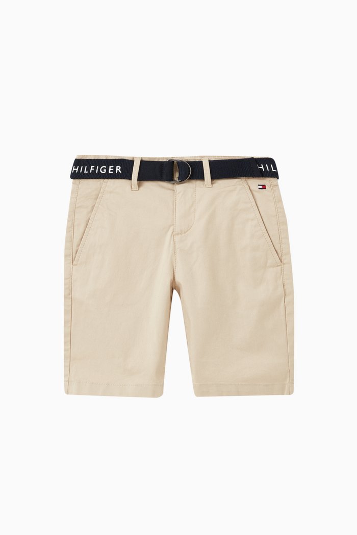 

Belted Chino Shorts in Cotton, Neutral