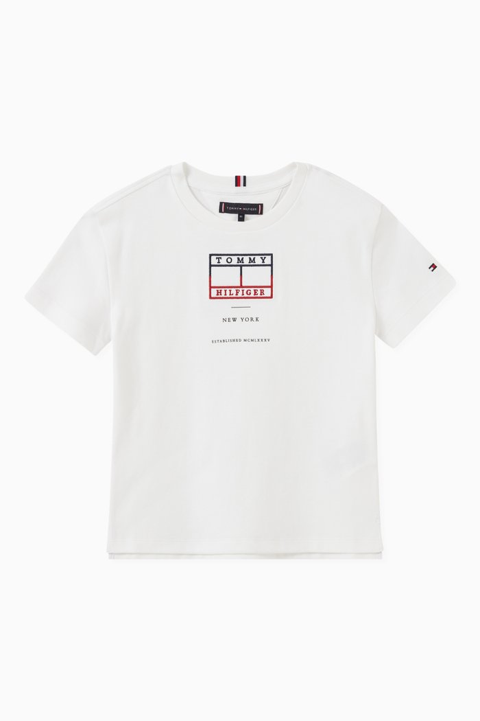 

Embroidered Logo Flag T-shirt in Cotton, White