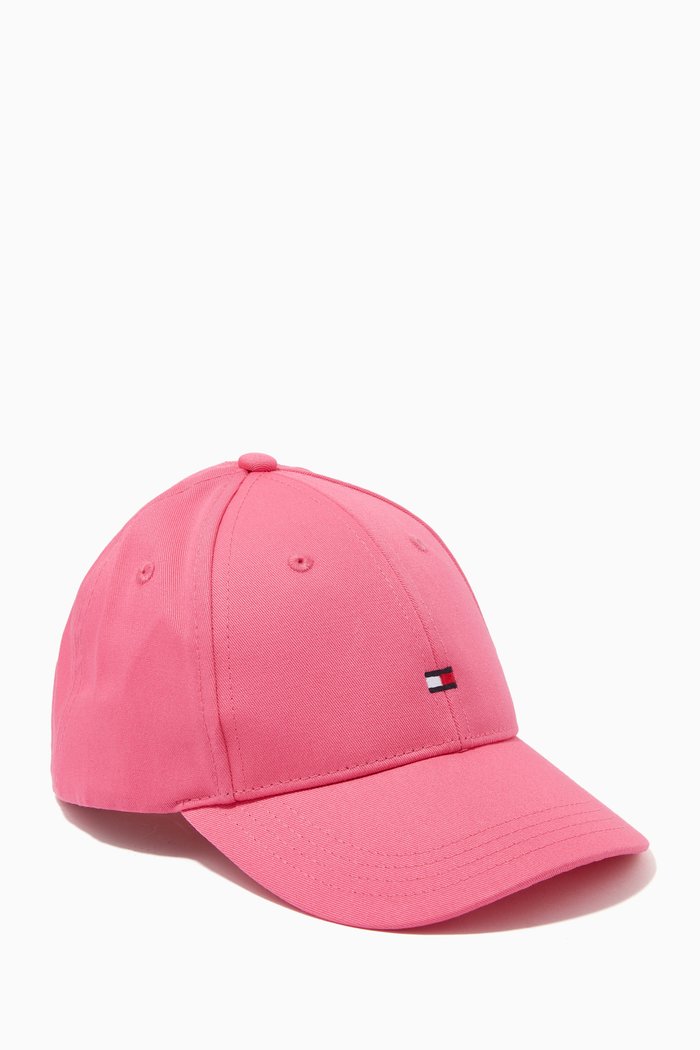 

Logo Small Flag Embroidered Cap in Organic Cotton Twill, Pink