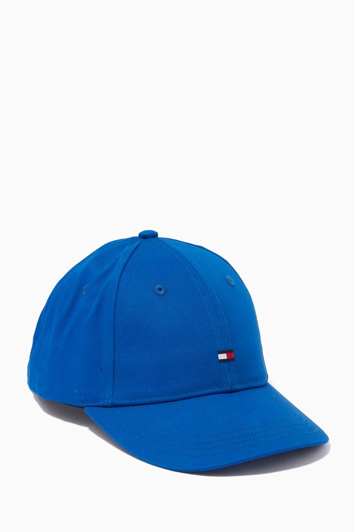 

Logo Small Flag Embroidered Cap in Organic Cotton Twill, Blue