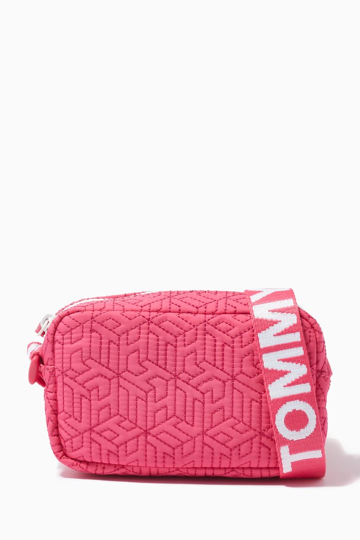 

Quilted Monogram Crossover Bag in Recycled Polyester Blend, Pink