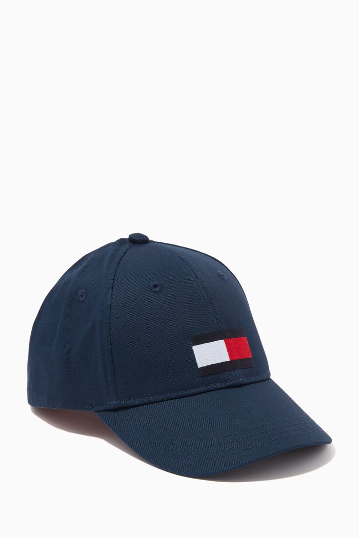 

Logo Big Flag Embroidered Cap in Recycled Cotton Twill, Blue