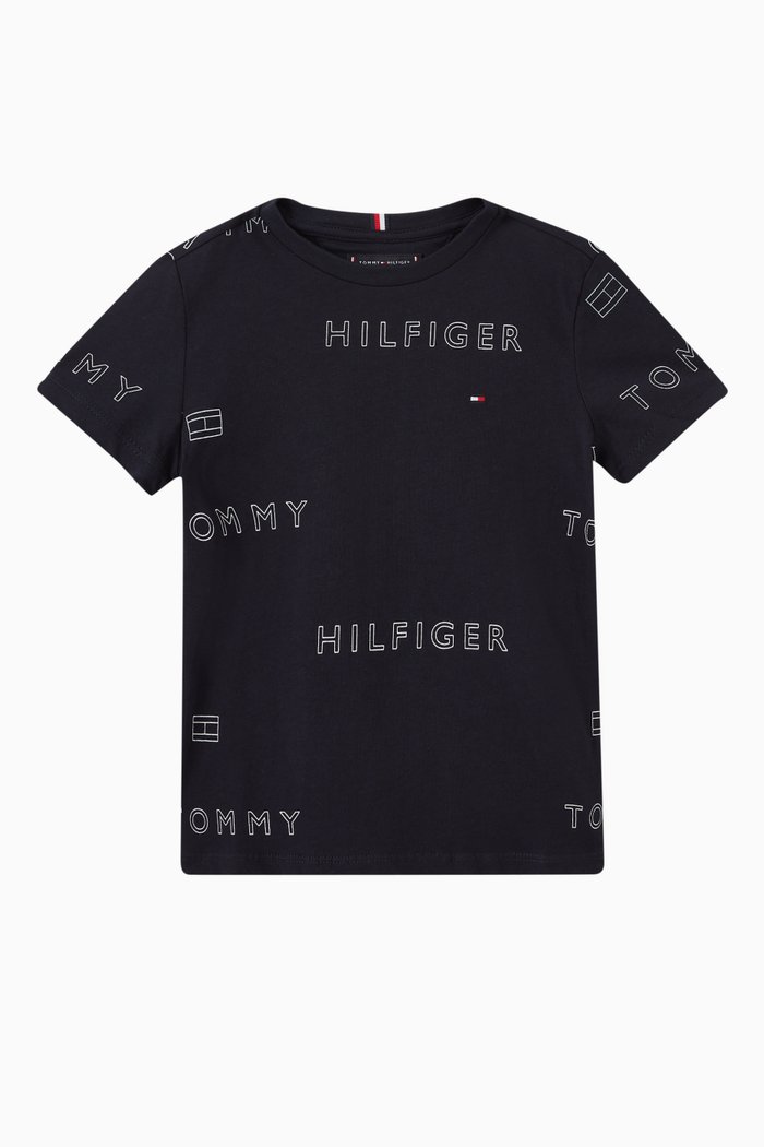 

All-Over Logo T-shirt in Cotton, Blue