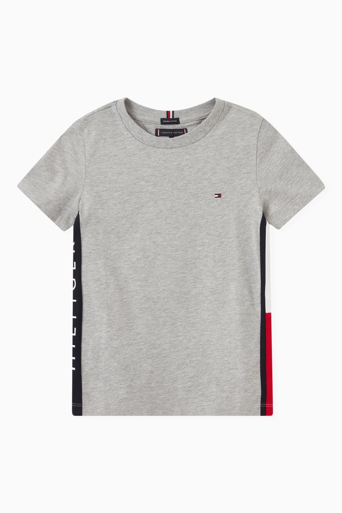 

Logo Tape T-Shirt in Organic Cotton, Grey