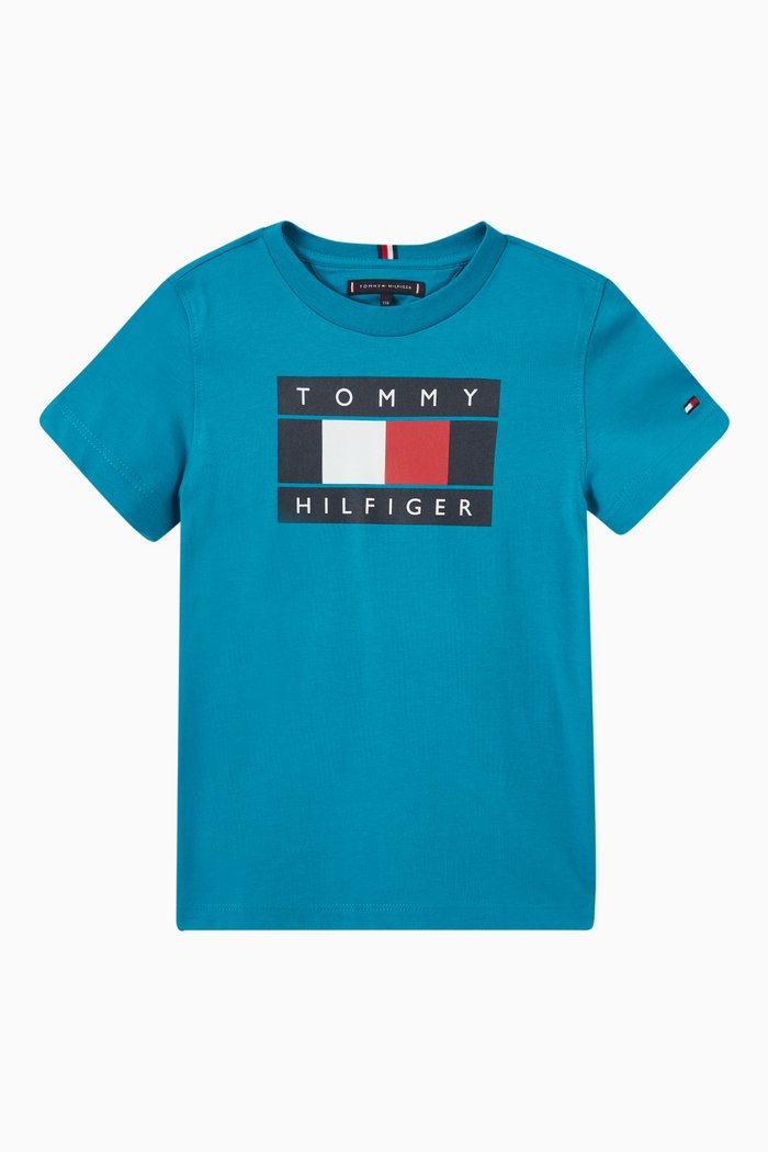 Logo Flag T-shirt in Cotton, Blue