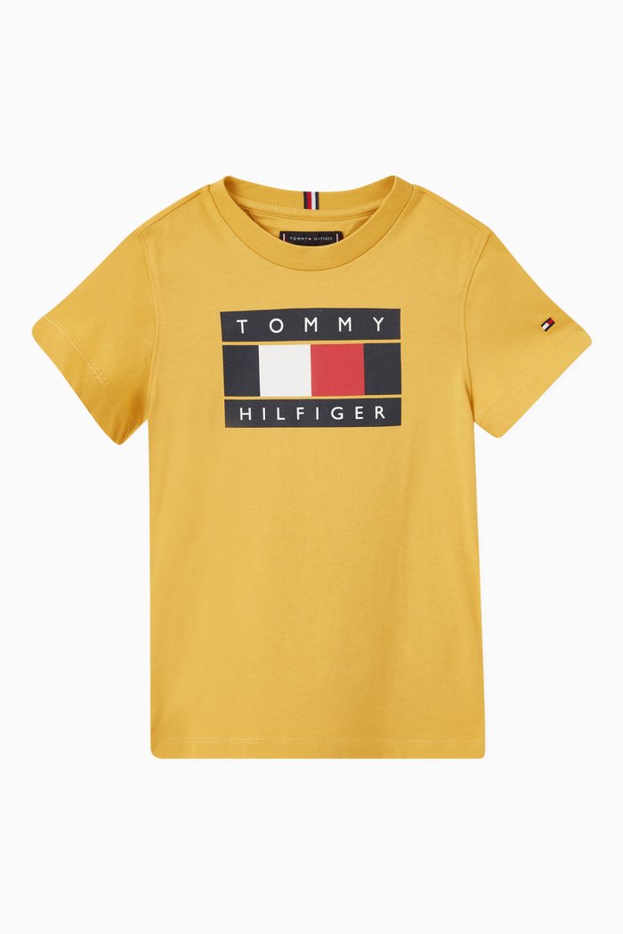 

Logo Flag T-shirt in Cotton, Yellow