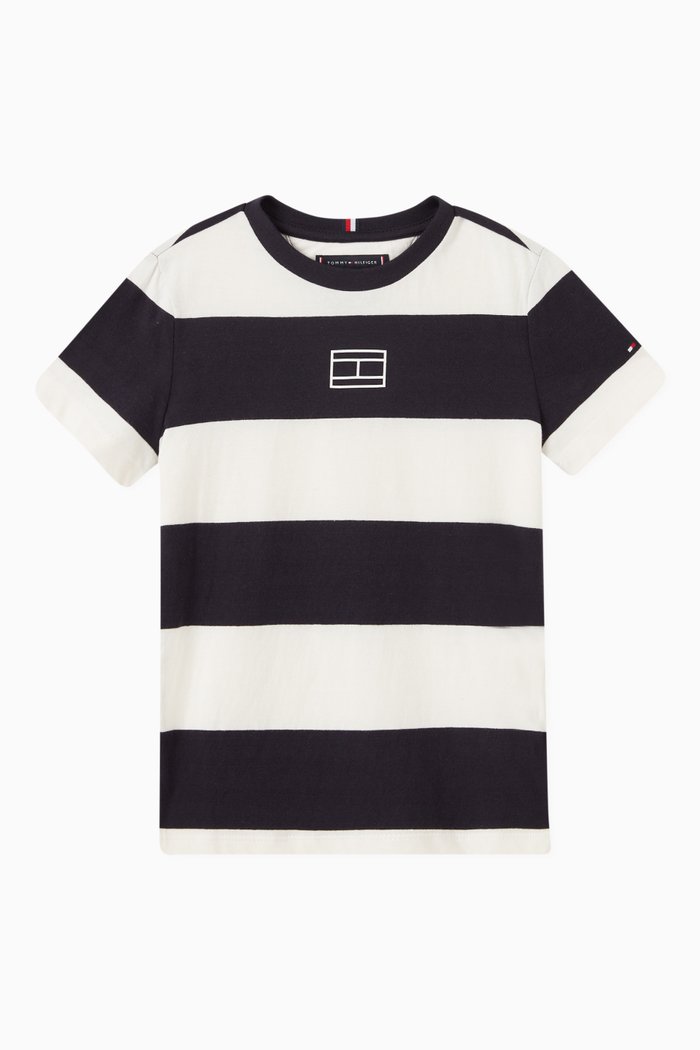

Striped Logo T-shirt in Cotton, Blue