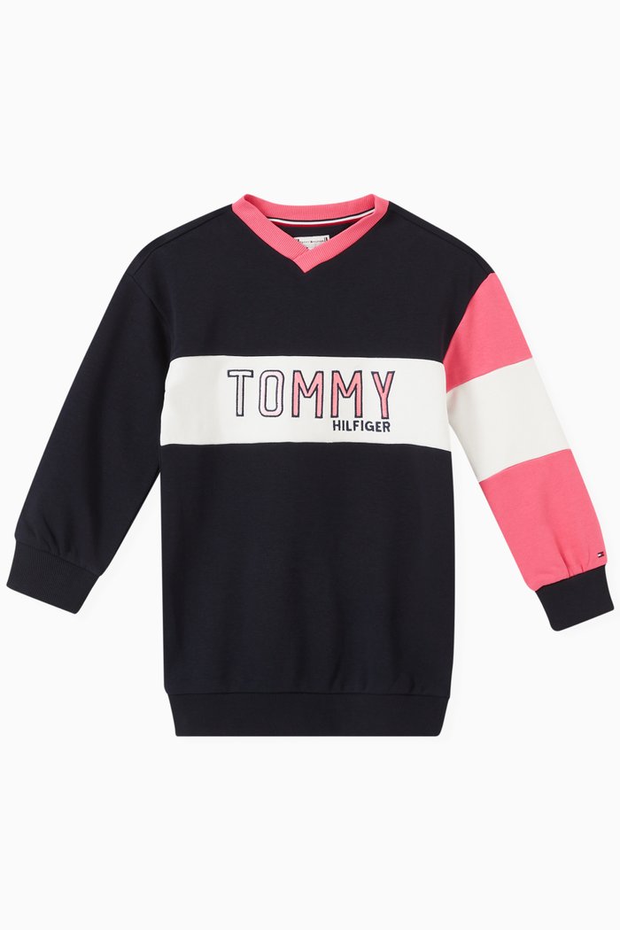 

Colourblock Tommy Sweater Dress in Organic Cotton, Blue