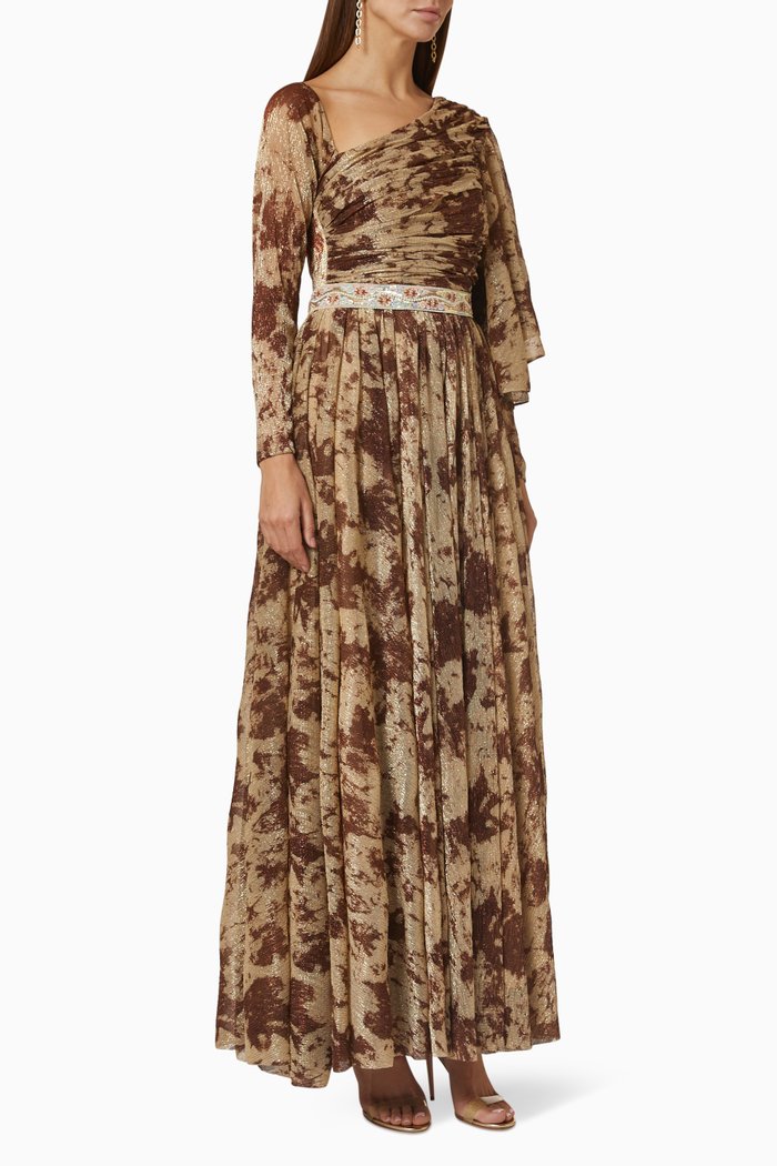 

Asymmetric Maxi Dress, Gold