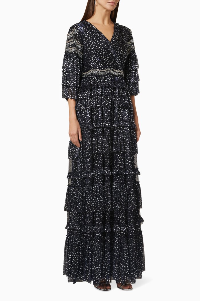 

Polka Dot Maxi Dress, Blue