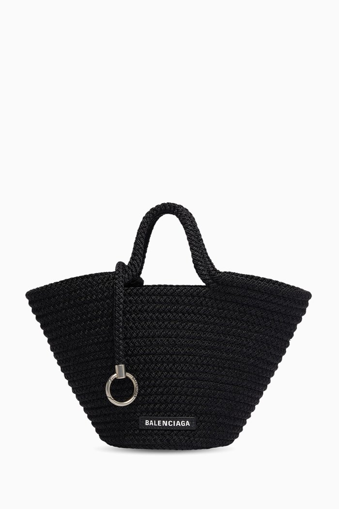 

Small Ibiza Basket Tote Bag in Cord, Black