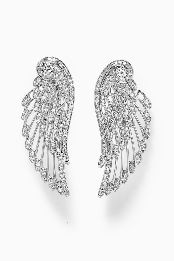 

Wings Embrace Diamond Drop Earrings in 18kt White Gold