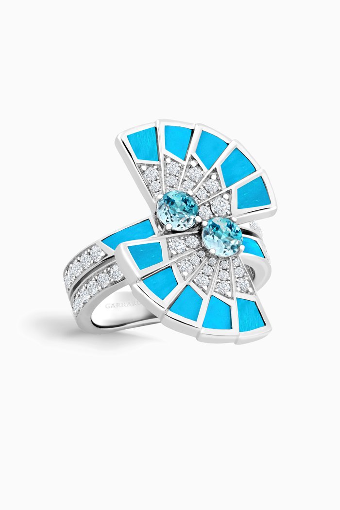 Fanfare Symphony Diamond & Multi-stone Ring in 18kt White Gold, Blue