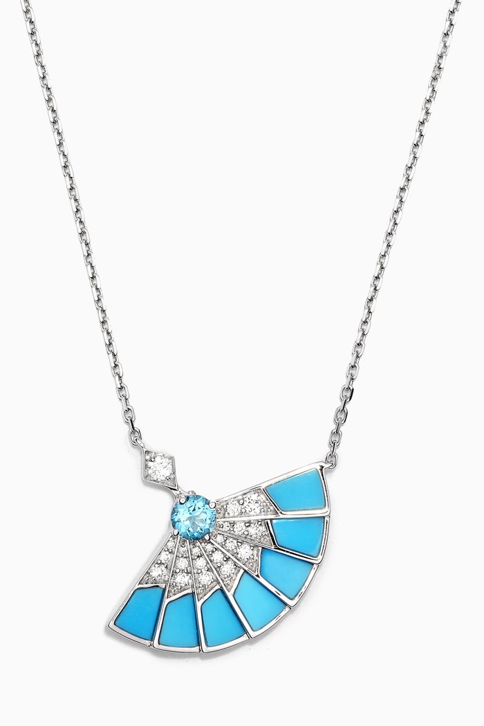 

Fanfare Symphony Diamond & Multi-stone Necklace in 18kt White Gold, Blue