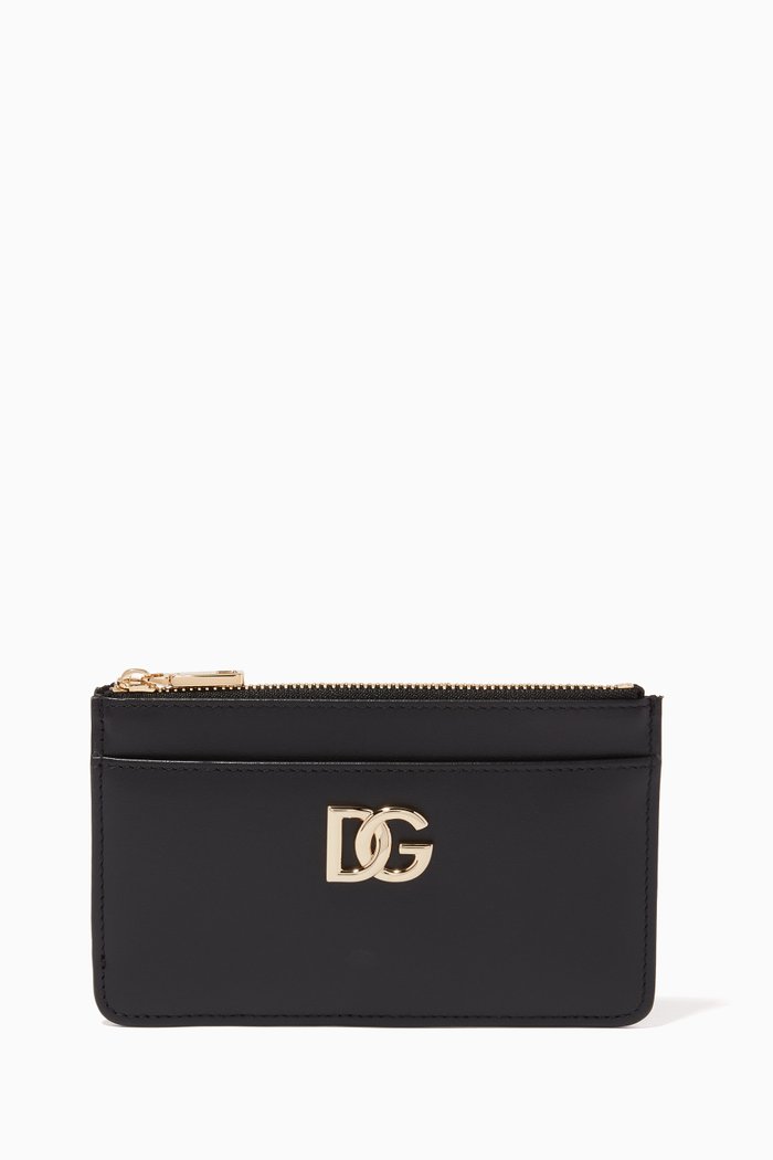 

DG Logo Cardholder in Calfskin Leather, Black