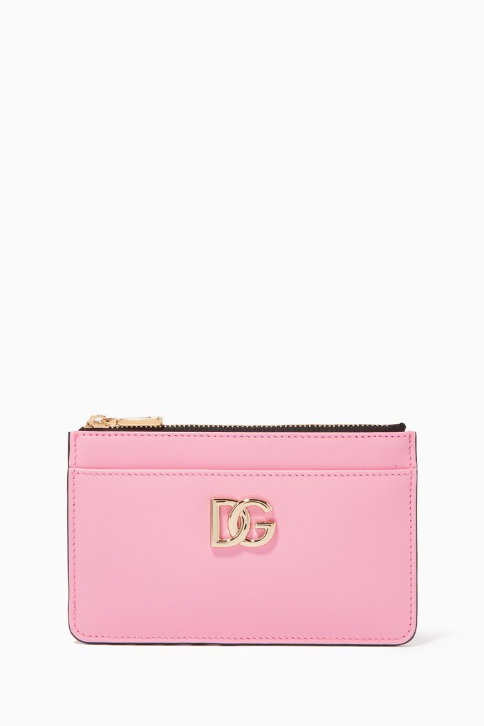 

DG Logo Cardholder in Calfskin Leather, Pink